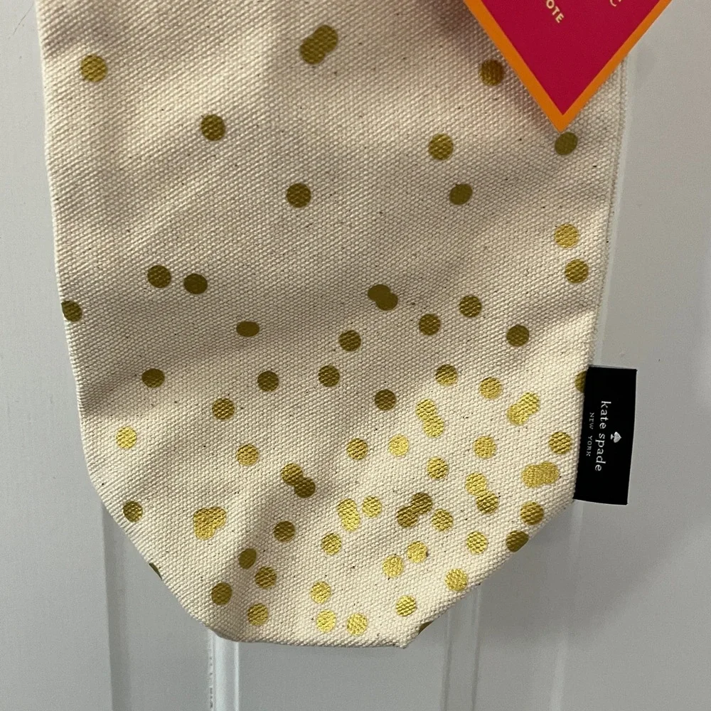 Kate Spade Gold Dot wine tote cream and Gold Canvas NWT handle bag gift bag
